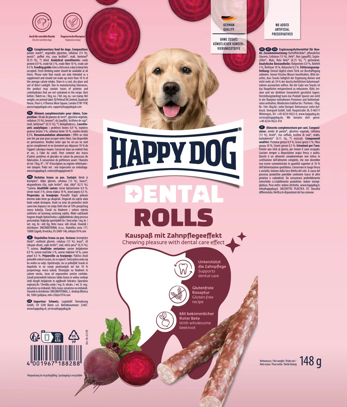 Happy Dog Dental Snacks Rolls – 148 g